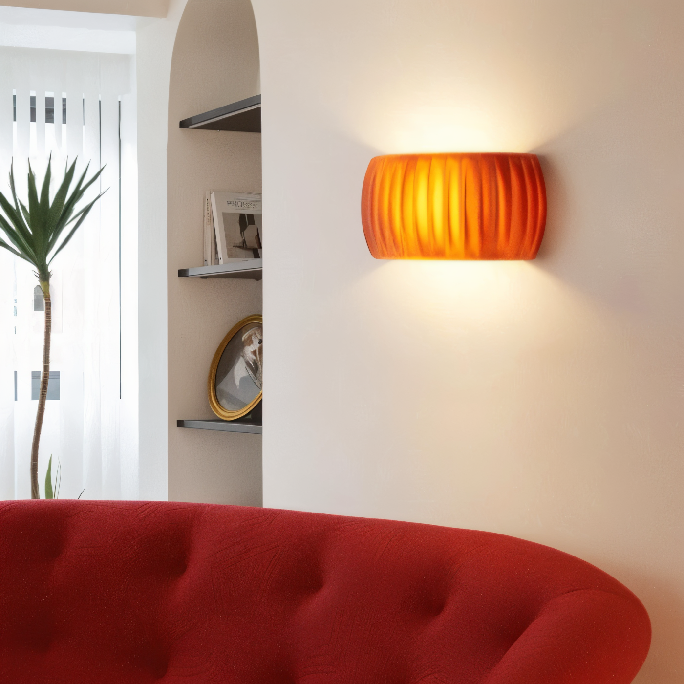 Zielona lampa ścienna LED z ryflowanej żywicy