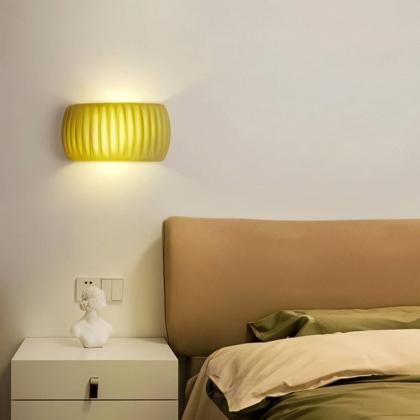 Zielona lampa ścienna LED z ryflowanej żywicy