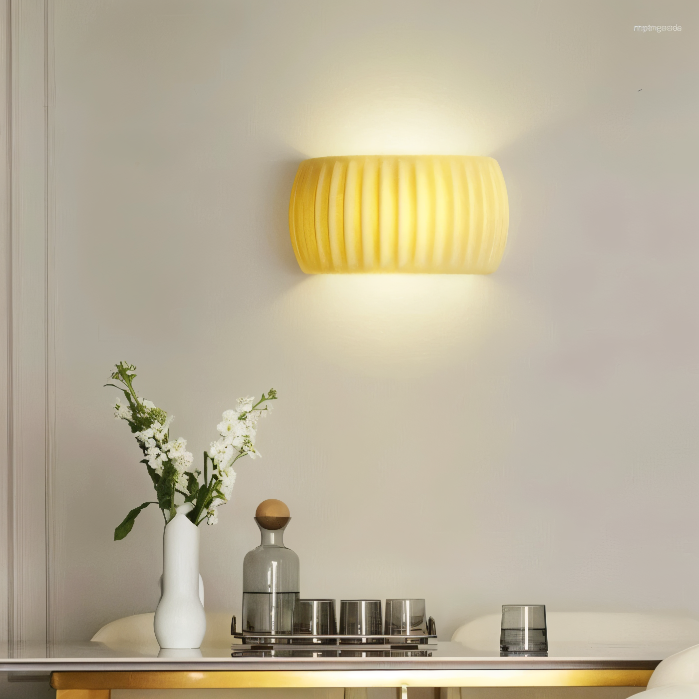 Zielona lampa ścienna LED z ryflowanej żywicy