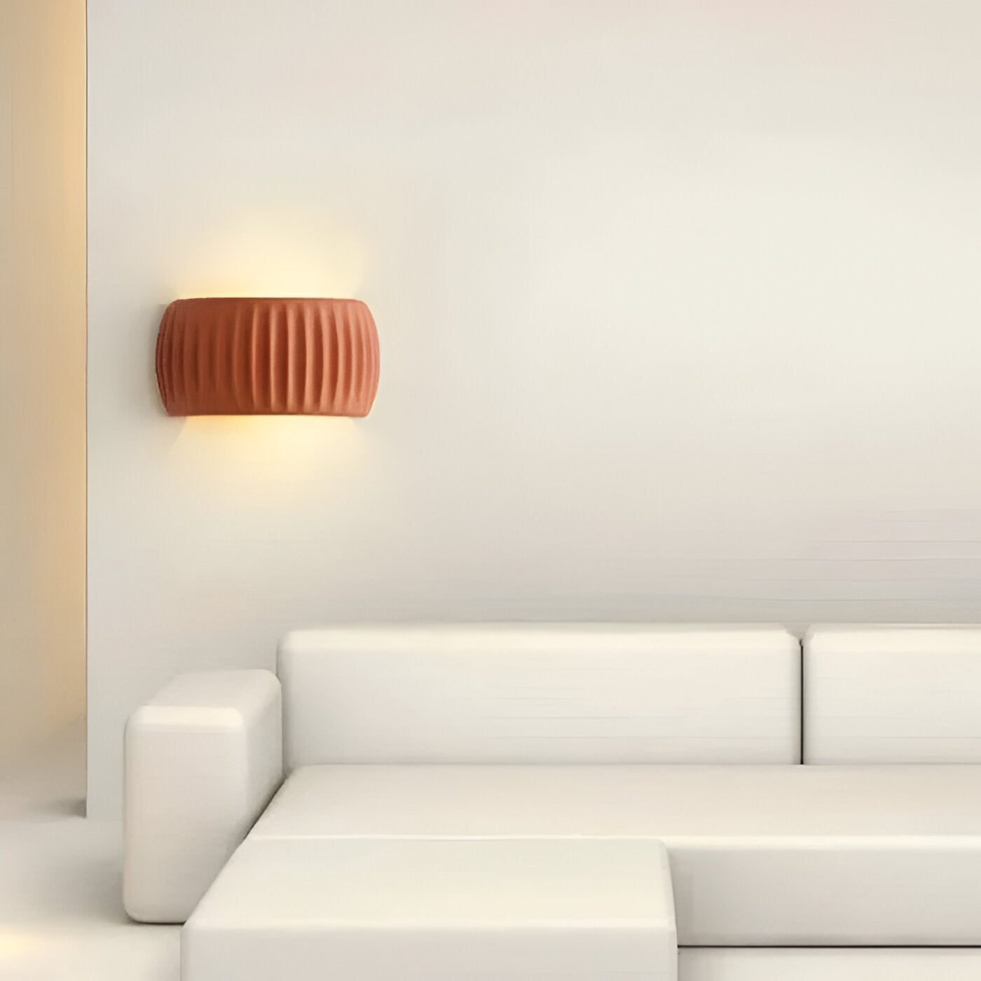 Zielona lampa ścienna LED z ryflowanej żywicy