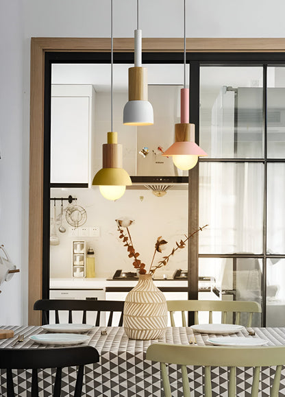 Kolorowa lampa wisząca w stylu skandynawskim do kuchni i jadalni