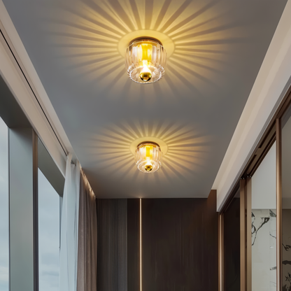 Lampa ścienna z ryflowanego szkła w stylu Bauhaus