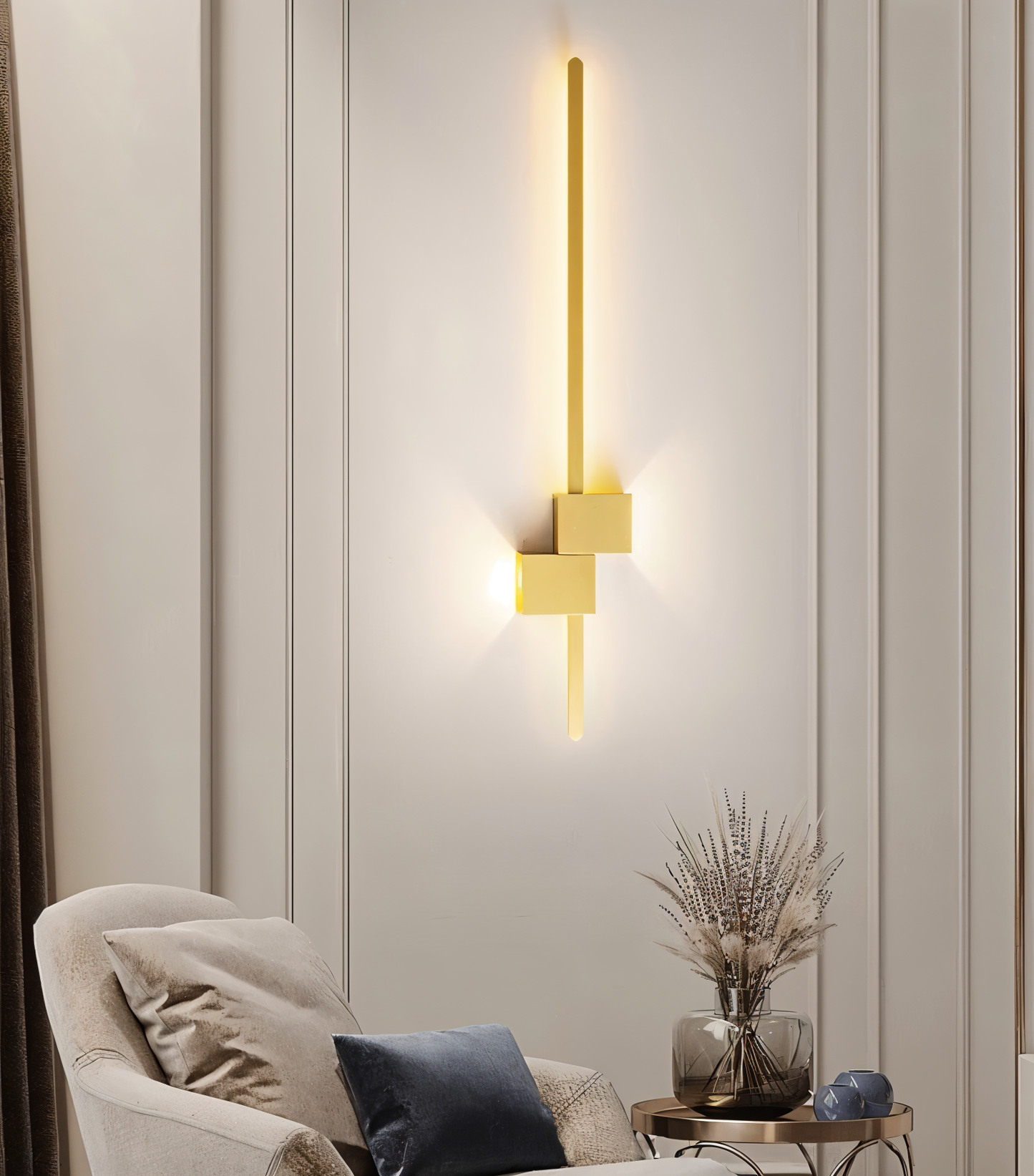 Czarna liniowa lampa ścienna LED do nowoczesnych wnętrz