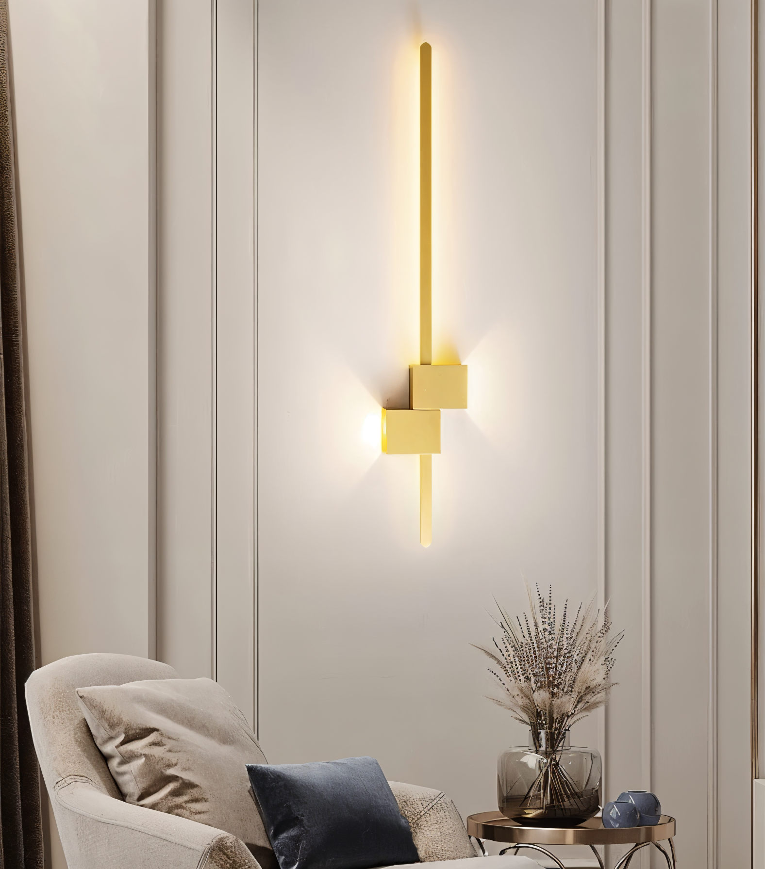 Czarna liniowa lampa ścienna LED do nowoczesnych wnętrz
