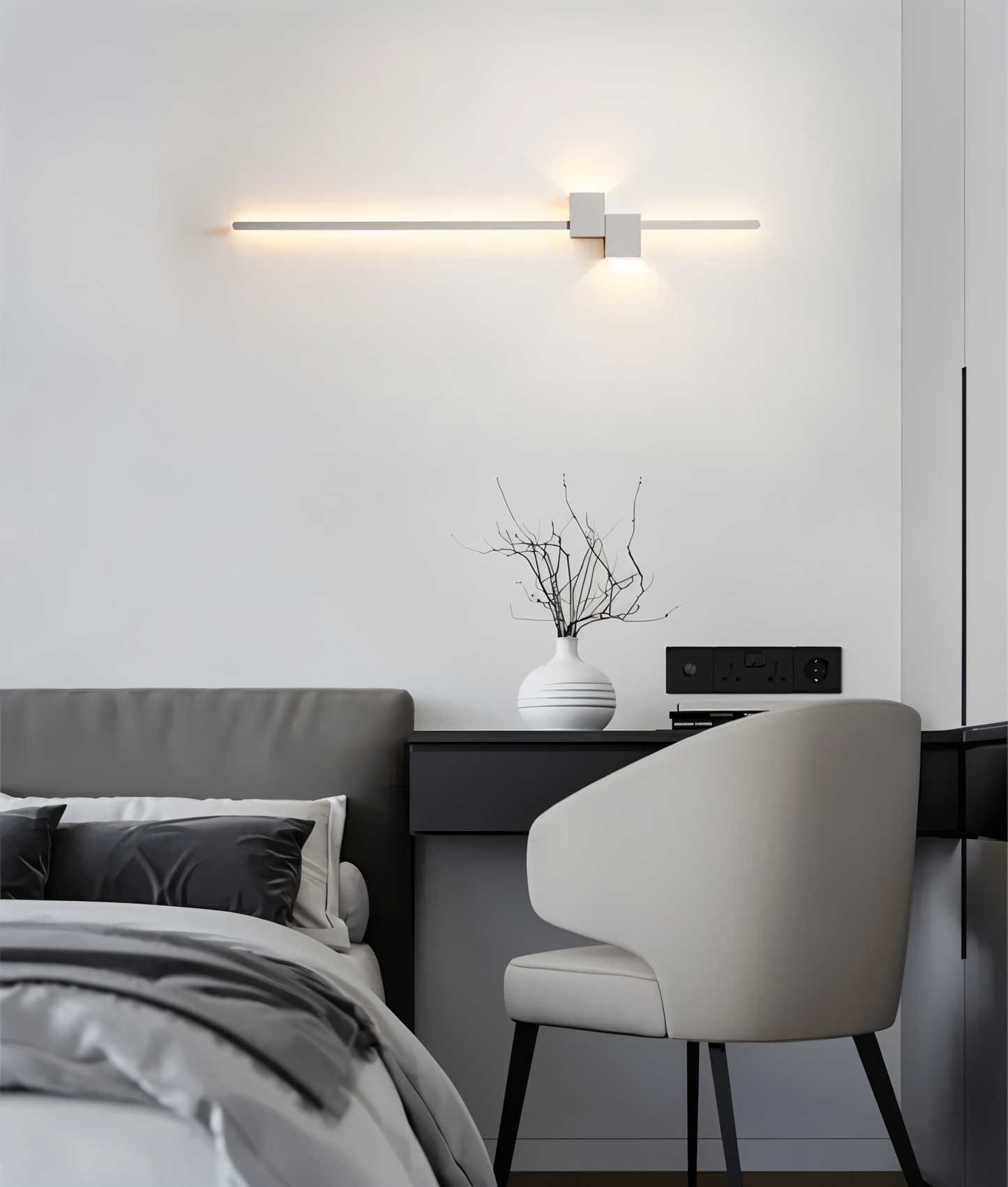 Czarna liniowa lampa ścienna LED do nowoczesnych wnętrz