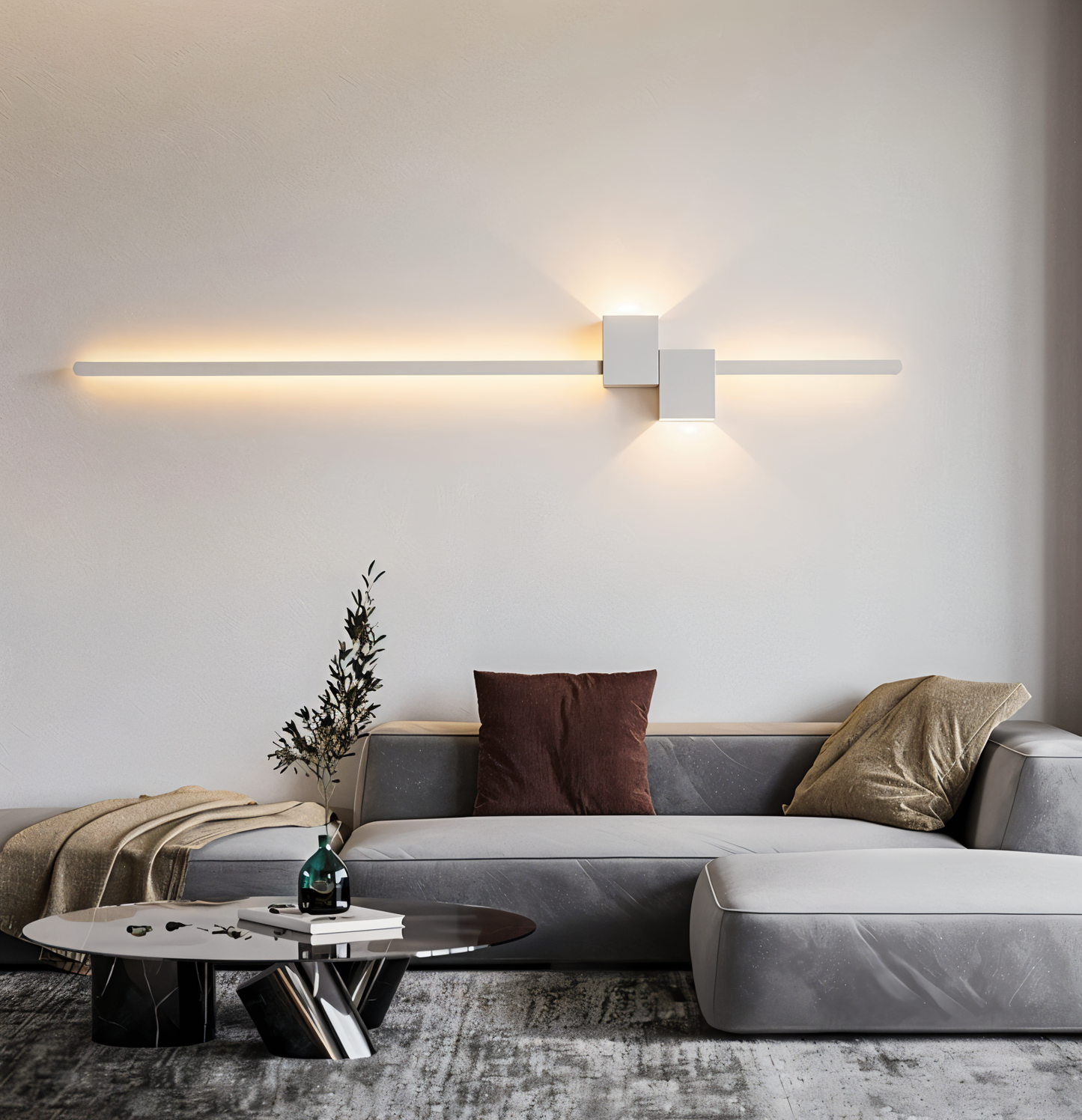 Czarna liniowa lampa ścienna LED do nowoczesnych wnętrz