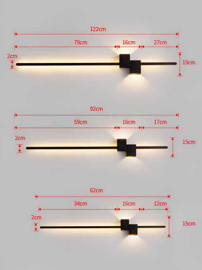 Czarna liniowa lampa ścienna LED do nowoczesnych wnętrz