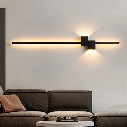 Czarna liniowa lampa ścienna LED do nowoczesnych wnętrz