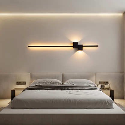Czarna liniowa lampa ścienna LED do nowoczesnych wnętrz