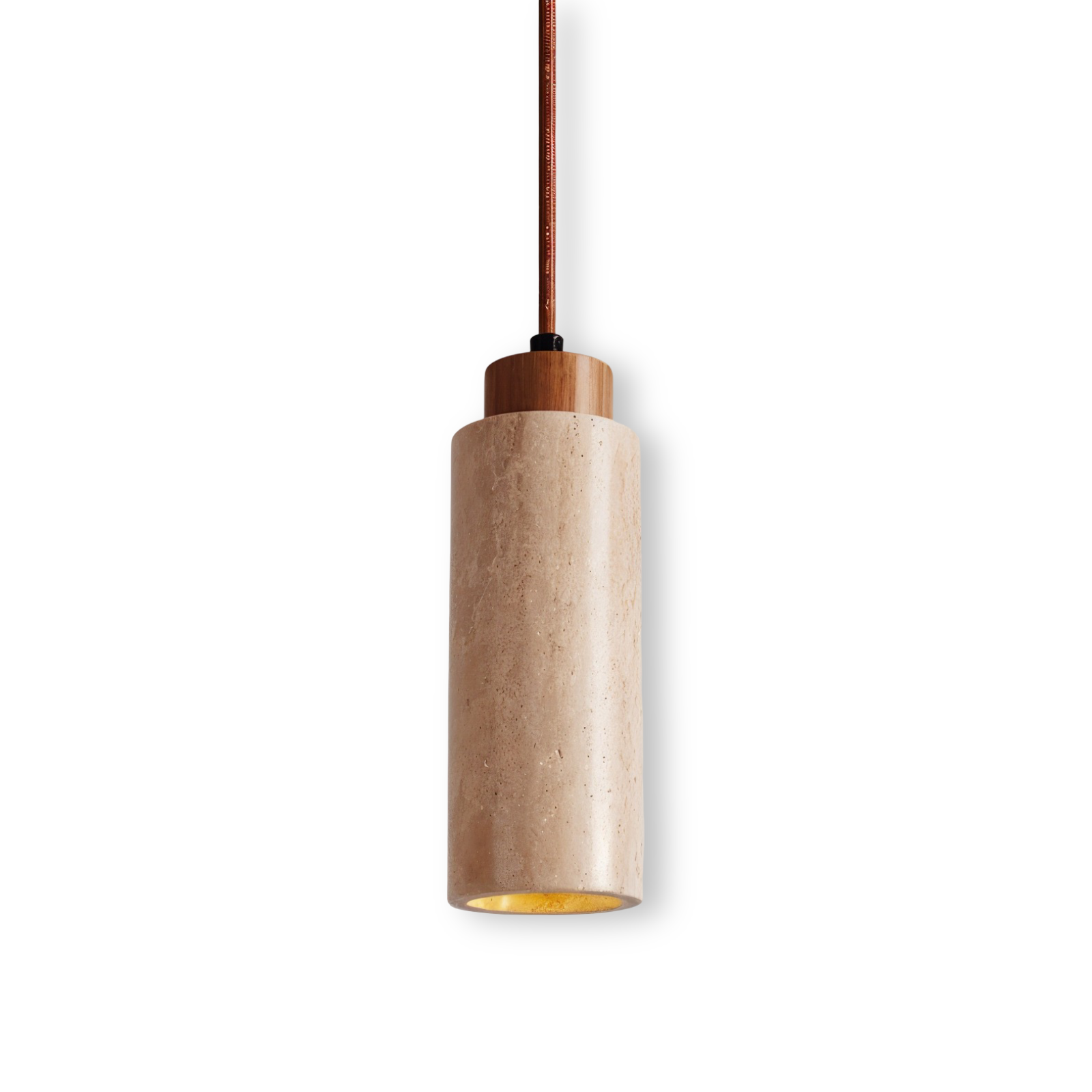 Marmurowa lampa wisząca cylindryczna z miedzią