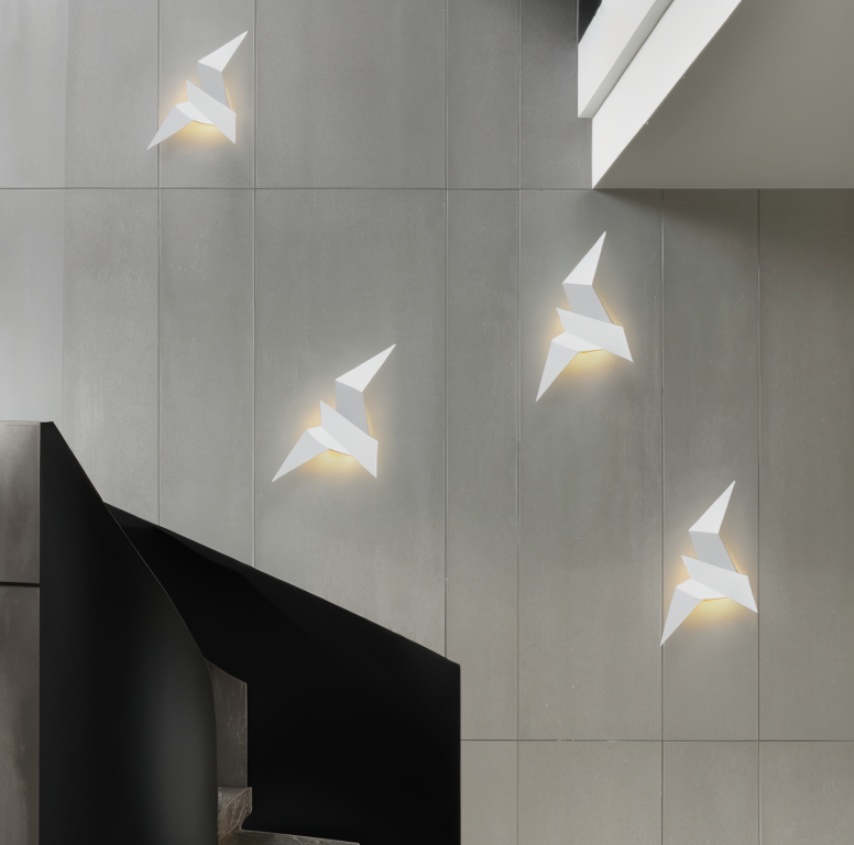 Kinkiet origami ptak LED japoński do salonu