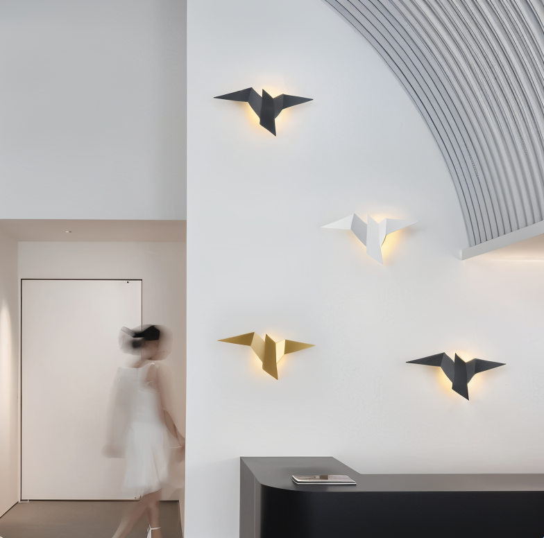 Kinkiet origami ptak LED japoński do salonu