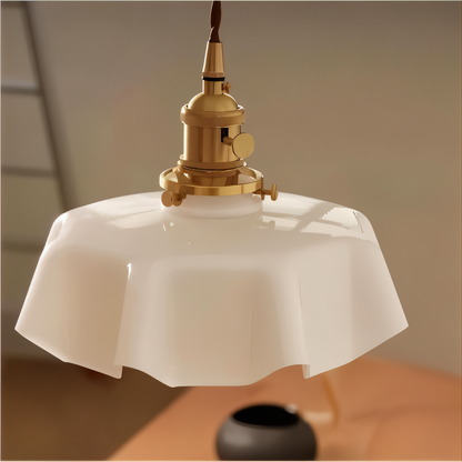Lampa sufitowa retro szklana kwiatowa E27 mosiądz