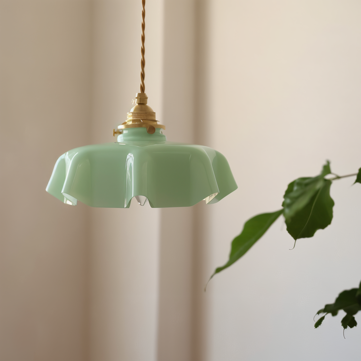 Lampa sufitowa retro szklana kwiatowa E27 mosiądz
