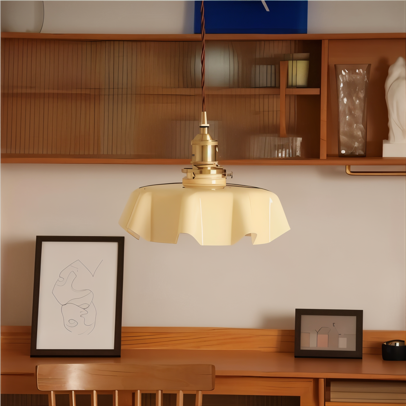 Lampa sufitowa retro szklana kwiatowa E27 mosiądz