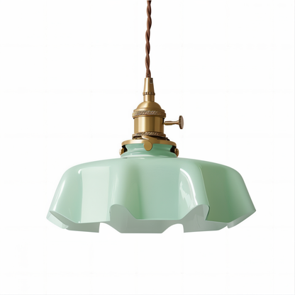 Lampa sufitowa retro szklana kwiatowa E27 mosiądz
