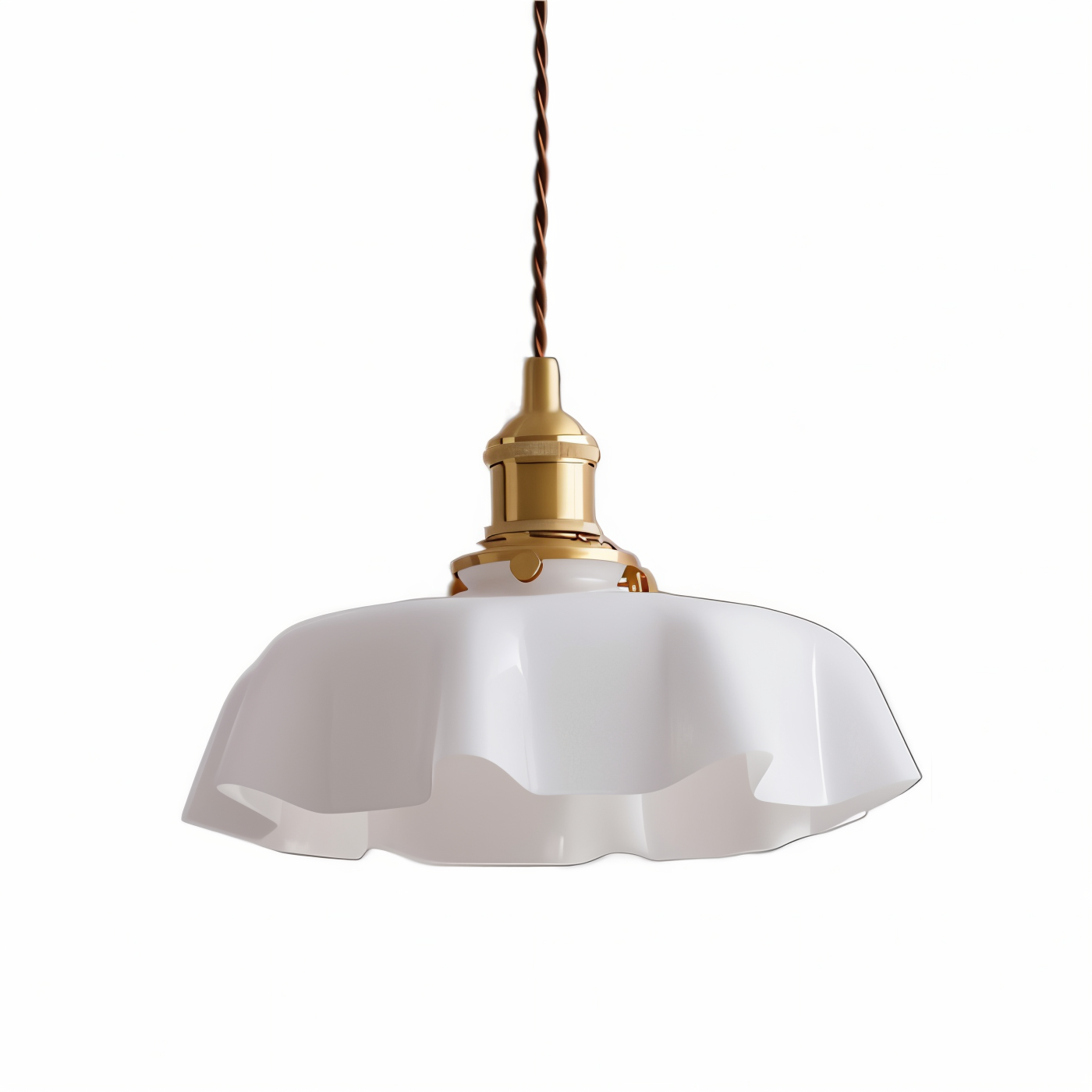 Lampa sufitowa retro szklana kwiatowa E27 mosiądz