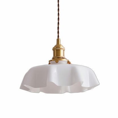 Lampa sufitowa retro szklana kwiatowa E27 mosiądz