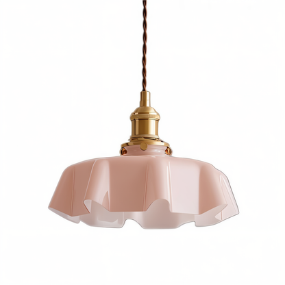 Lampa sufitowa retro szklana kwiatowa E27 mosiądz