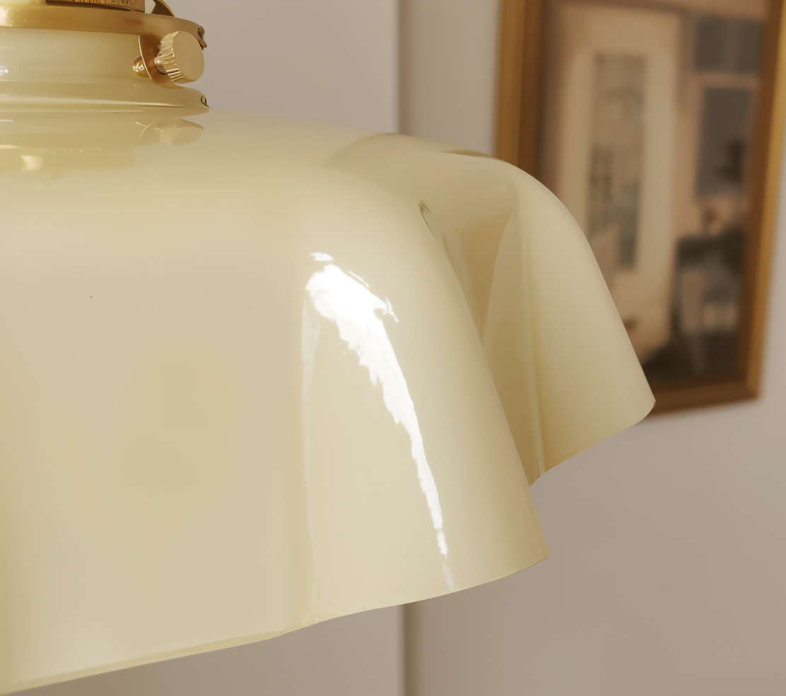 Lampa sufitowa retro szklana kwiatowa E27 mosiądz