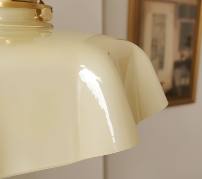 Lampa sufitowa retro szklana kwiatowa E27 mosiądz