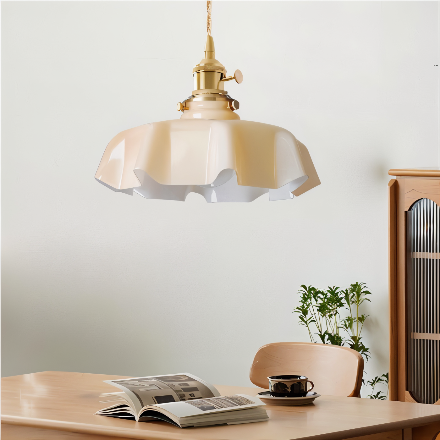 Lampa sufitowa retro szklana kwiatowa E27 mosiądz