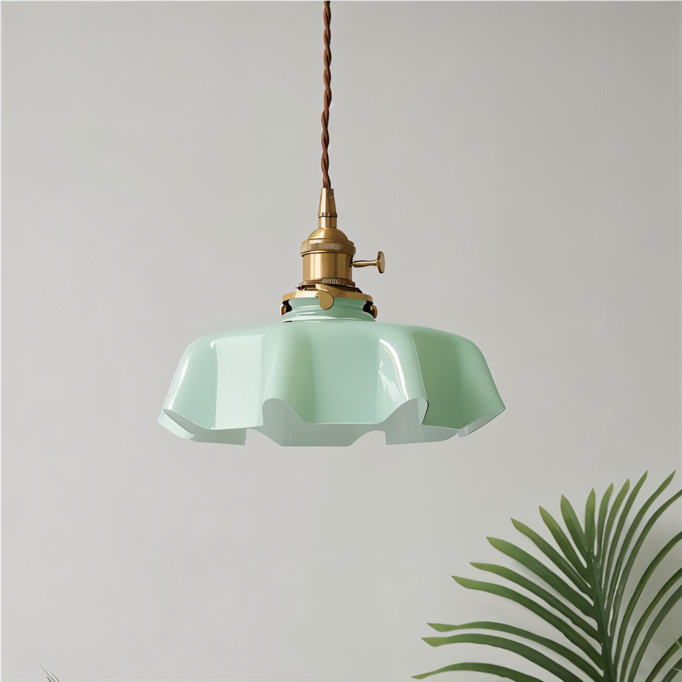 Lampa sufitowa retro szklana kwiatowa E27 mosiądz