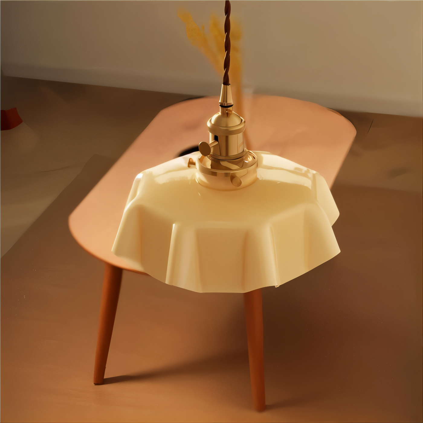 Lampa sufitowa retro szklana kwiatowa E27 mosiądz