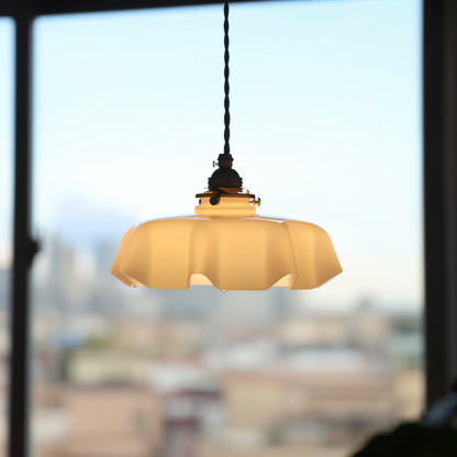 Lampa sufitowa retro szklana kwiatowa E27 mosiądz