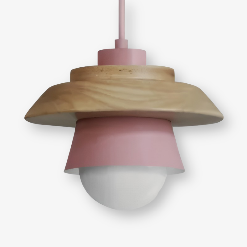 Lampa wisząca drewniano-metalowa w stylu skandynawskim