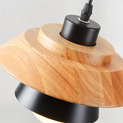 Lampa wisząca drewniano-metalowa w stylu skandynawskim