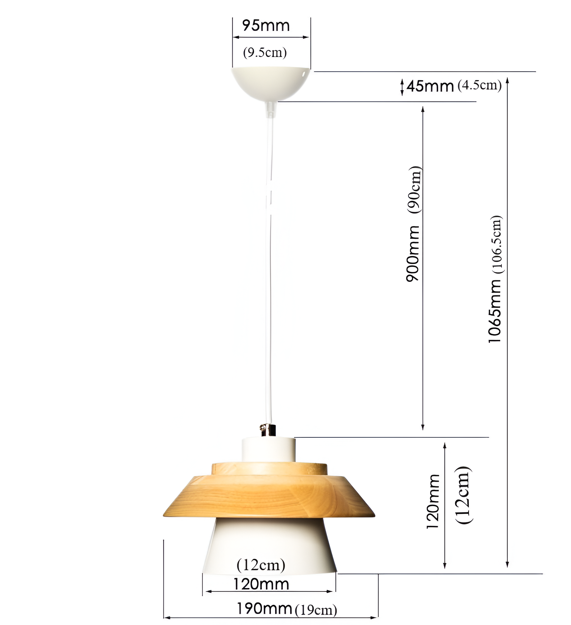 Lampa wisząca drewniano-metalowa w stylu skandynawskim