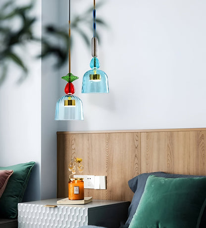 Kolorowa lampa wisząca szklana LED do pokoju dziecka