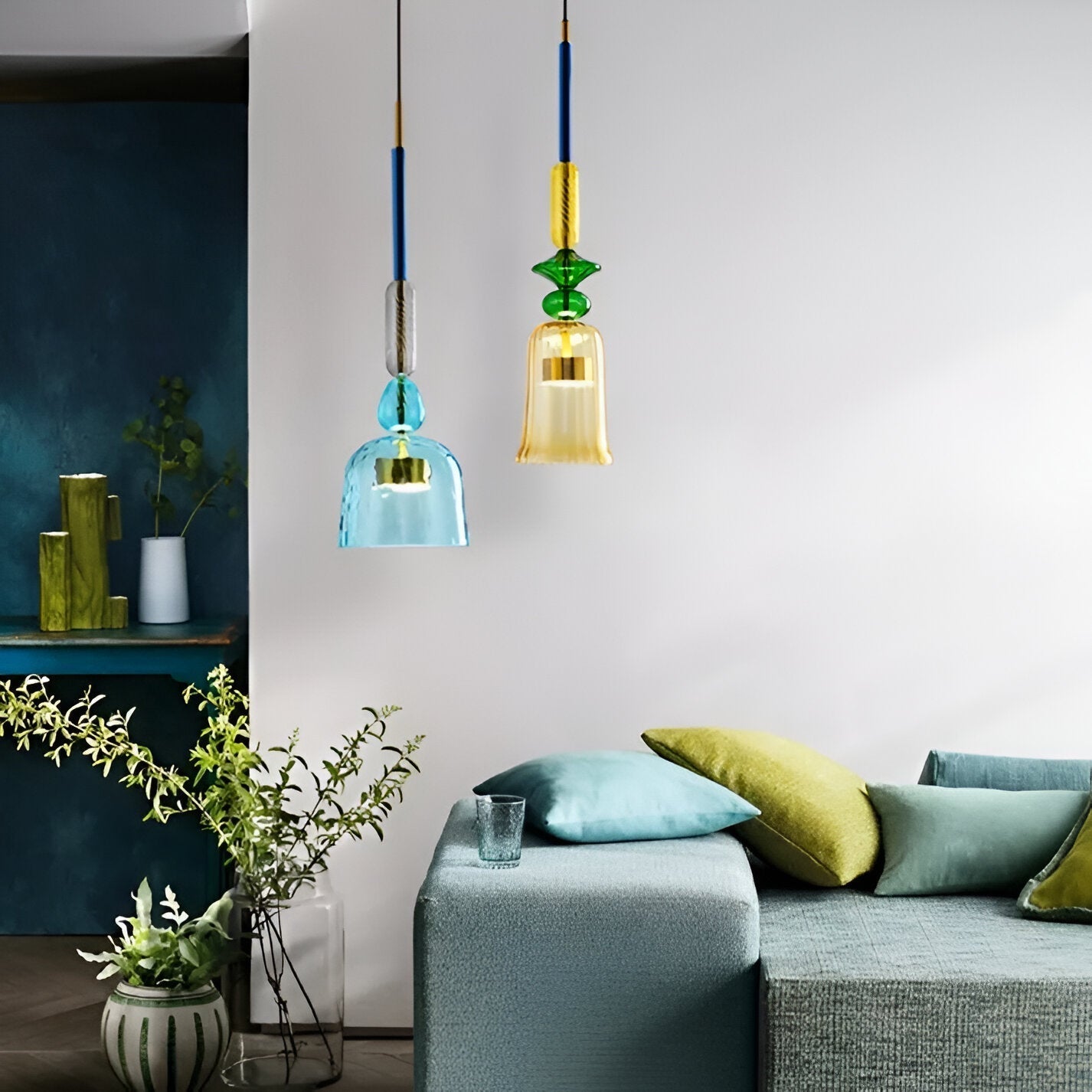Kolorowa lampa wisząca szklana LED do pokoju dziecka