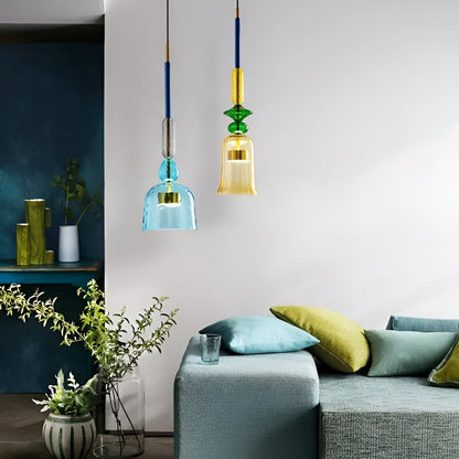Kolorowa lampa wisząca szklana LED do pokoju dziecka
