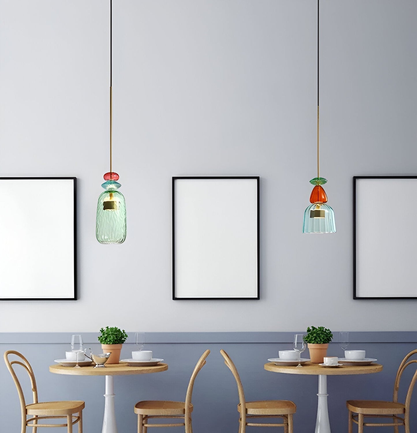 Kolorowa lampa wisząca szklana LED do pokoju dziecka