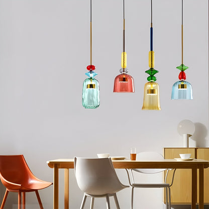 Kolorowa lampa wisząca szklana LED do pokoju dziecka