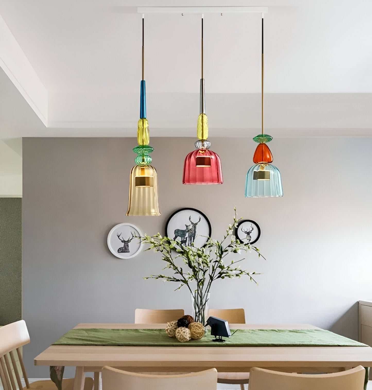Kolorowa lampa wisząca szklana LED do pokoju dziecka