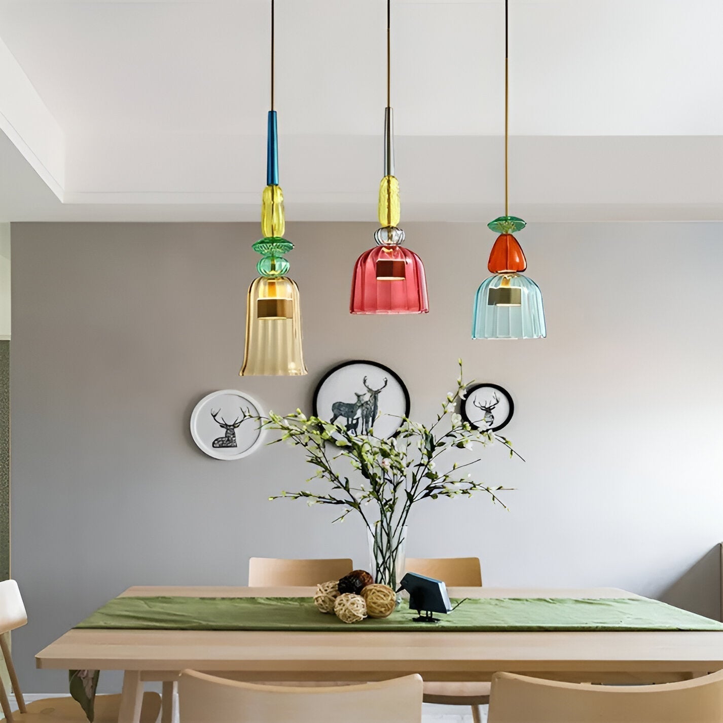 Kolorowa lampa wisząca szklana LED do pokoju dziecka