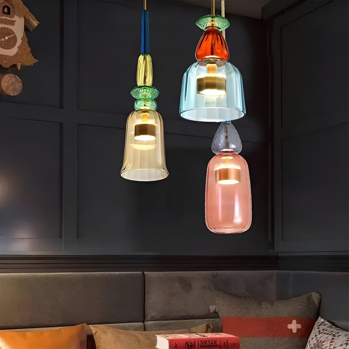 Kolorowa lampa wisząca szklana LED do pokoju dziecka