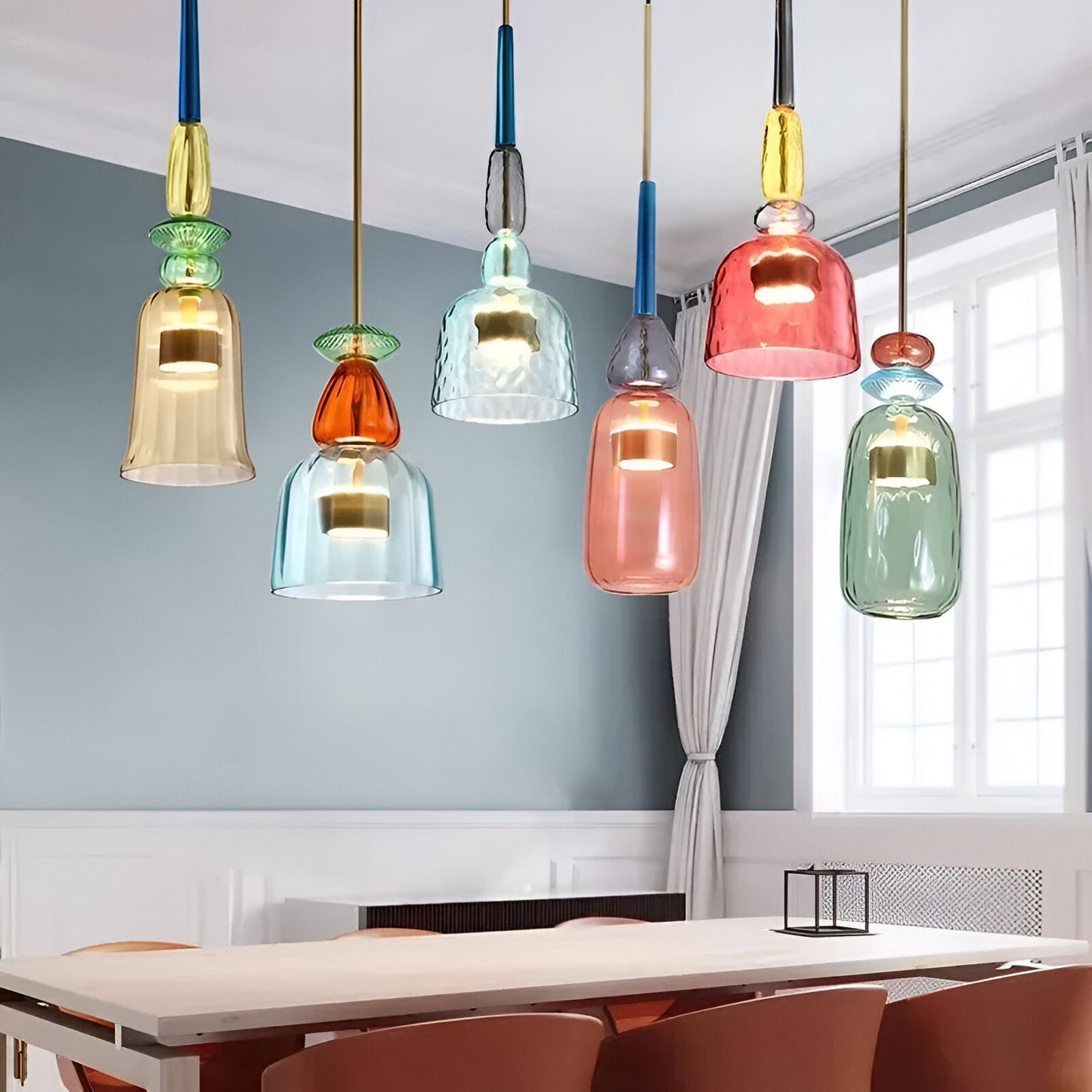 Kolorowa lampa wisząca szklana LED do pokoju dziecka