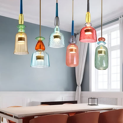 Kolorowa lampa wisząca szklana LED do pokoju dziecka