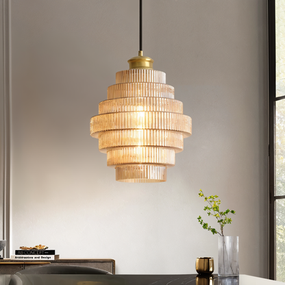 Retro lampa wisząca szklana z mosiężnym wykończeniem
