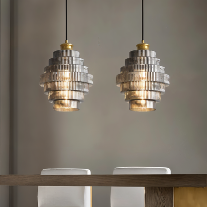 Retro lampa wisząca szklana z mosiężnym wykończeniem