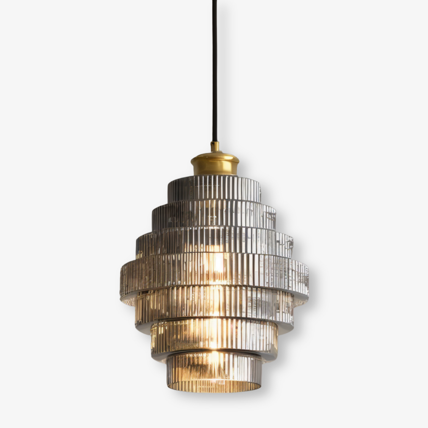 Retro lampa wisząca szklana z mosiężnym wykończeniem