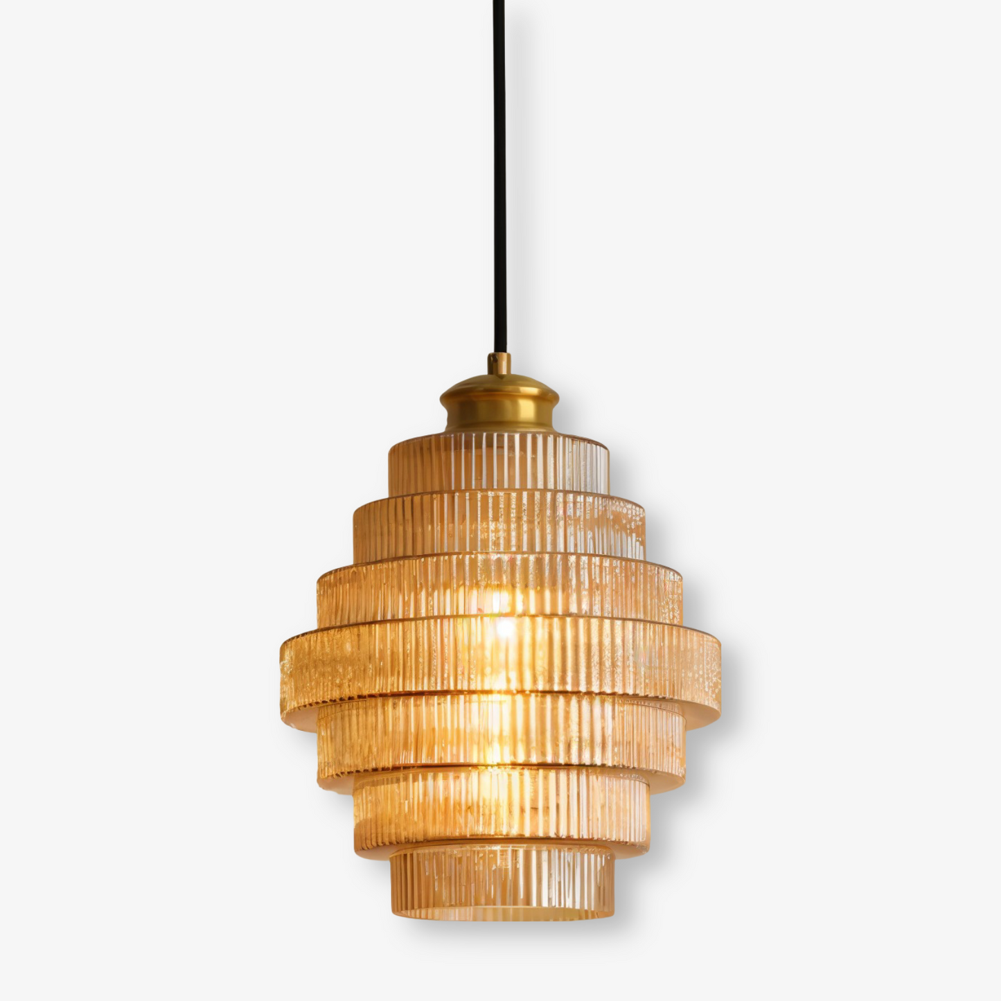 Retro lampa wisząca szklana z mosiężnym wykończeniem