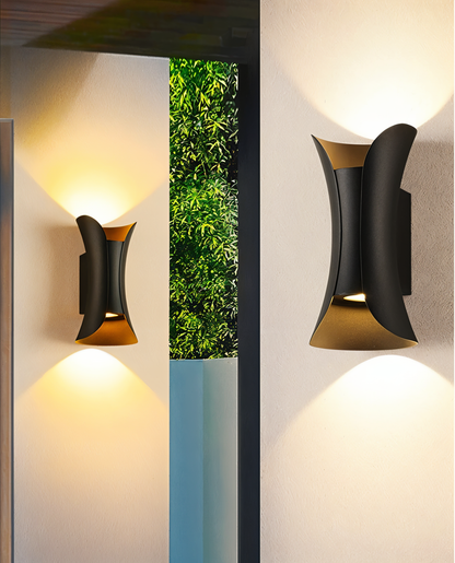 Zewnętrzna lampa ścienna LED góra-dół czarno-złota