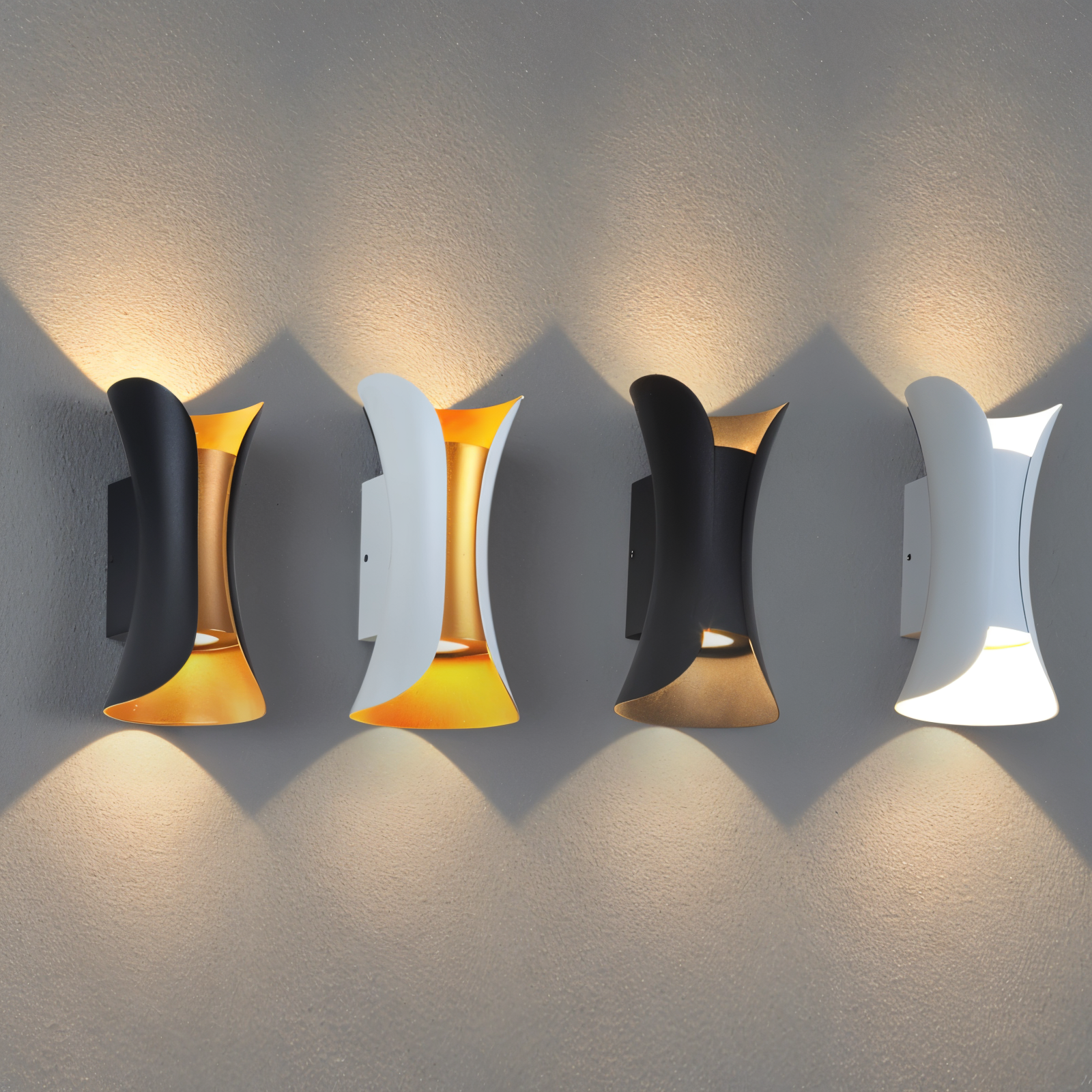 Zewnętrzna lampa ścienna LED góra-dół czarno-złota
