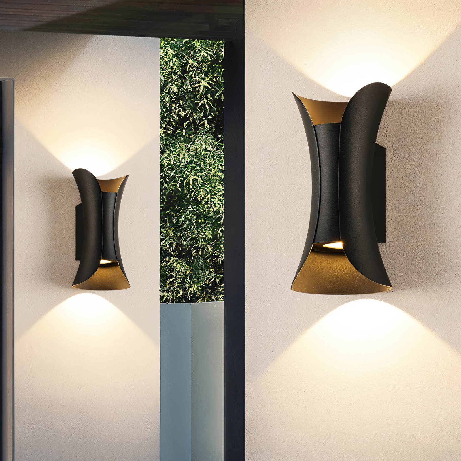 Zewnętrzna lampa ścienna LED góra-dół czarno-złota
