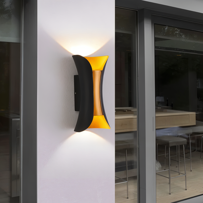 Zewnętrzna lampa ścienna LED góra-dół czarno-złota